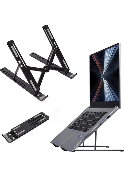 Taşınabilir Laptop Stant Bilgisayar Stant Notebook Stant Tüm Laptoplarla Uyumlu Siyah Bilgisayar Standı Taşınabilir Metal Kaymaz Stant Dizüstü Bilgisayar Stantları Stantı Siyah