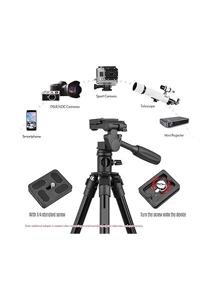 HT-T02 Profesyonel Tripod 154 cm Yatay Kullanım Çok Fonksiyonlu Panoramik Kafa 360 Derece Dönebilir modelleri