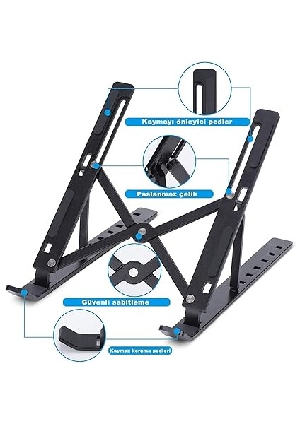 Taşınabilir Laptop Stant Bilgisayar Stant Notebook Stant Tüm Laptoplarla Uyumlu Siyah Bilgisayar Standı Taşınabilir Metal Kaymaz Stant Dizüstü Bilgisayar Stantları Stantı Siyah indirimleri
