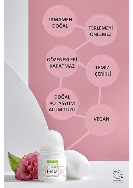 Doğal Roll On Deodorant Kadınlar Için Ter Kokusu Önleyici Lekesiz 50 ml indirimleri