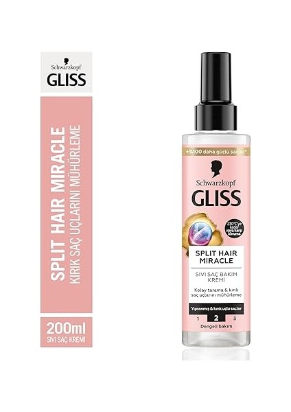 Split Hair Miracle Kırık Uçları Mühürleyen Sıvı Saç Bakım Kremi - Iyonik Kompleks ve Üzüm Çekirdeği Yağı ile 200 ml fiyatları