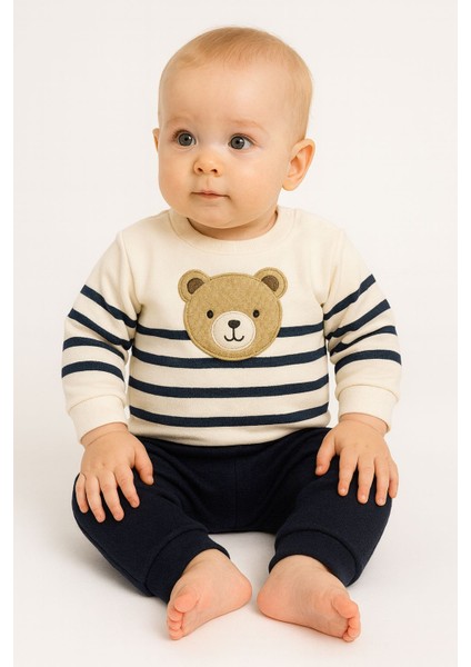 Aki Moda Kidserkek Bebek Ayıcık Kafası Baskılı Eşofman Bebek Takımı modelleri