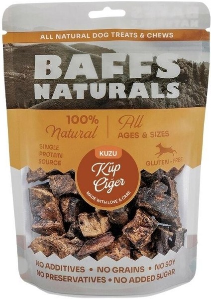 ‎Baffs Naturals Baffs Naturals Kurutulmuş Kuzu Küp Ciğer Köpek Ödülü 100 gr