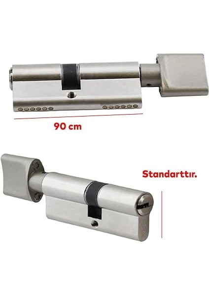 Silindir Barel Göbek Kilidi Çelik Kapı Içeriden Kilitleme Kilidi 90 mm 3 Anahtarlı Çevirmeli Kilit indirimleri