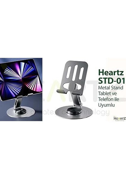 Metal 360 Derece Dönebilen Çift Nokta Ayarlı Çok Fonksiyonlu Tablet ve Telefon Standı indirimleri