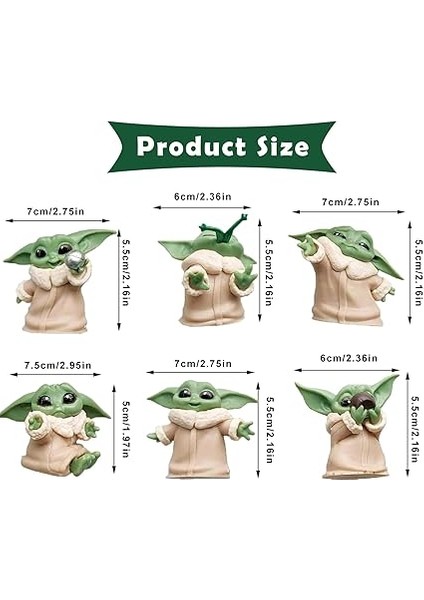Bebek Yoda 6 Adet Pasta Figürleri Seti Star Wars Grogu Mini Figürler Pasta Dekorasyonu Çocuklar Için fiyatları