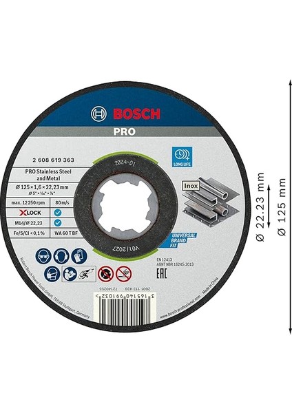 10 x Pro Paslanmaz Çelik ve Metal Uzun Ömürlü Kesme Diski, Küçük Açılı Taşlama Makineleri ve X-Lock, M14/22,23 mm (Ø 125 Mm, Profesyonel Aksesuar, Küçük Açılı Taşlama Makinesi) modelleri