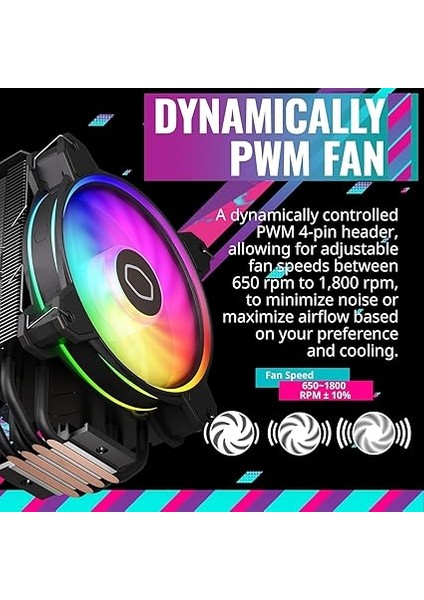 Master Hyper 212 Halo Cpu Lavabo - Siyah Alüminyum Kaplama, Kanatlı 4 Isı Sürekli Doğrudan Temas Borusu, MF120 Halo2 Argb Fan, Argb Algılama, LGA1700 ve Am5 Desteği - Siyah indirimleri