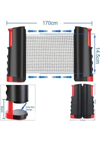 Mekanizmalı Taşınabilir Kaymaz Masa Tenisi Filesi Ağı Portatif Tüm Masalara Uyumlu fırsatları