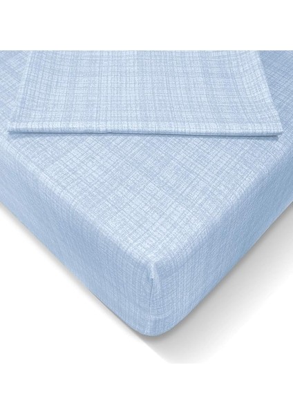Turca Ranforce 160X200 cm Lastikli Çarşaf Seti Açık Mavi AT7617