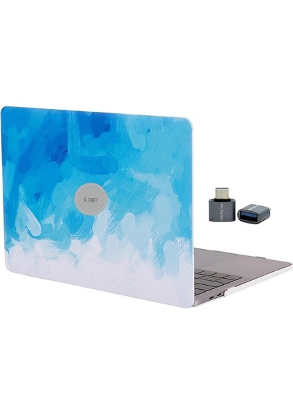 Macbook Air Kılıf M2-M3-M4 Çip Uyumlu Sert Koruyucu Kapak Kılıf Lazer Uv Baskılı Touchıd 13INÇ Air Model A2681 A3113 A3240 ile Uyumlu Açık Mavi