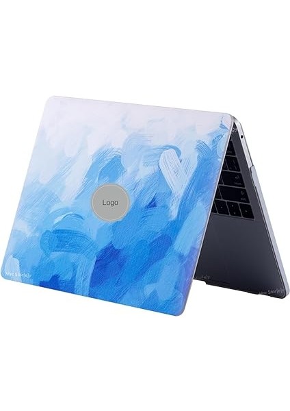 Macbook Air Kılıf M2-M3-M4 Çip Uyumlu Sert Koruyucu Kapak Kılıf Lazer Uv Baskılı Touchıd 13INÇ Air Model A2681 A3113 A3240 ile Uyumlu Açık Mavi fırsatları