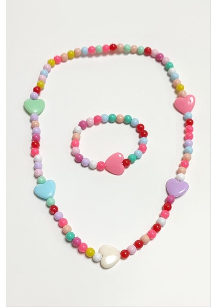 Kalp Boncuk Çocuk Set Kolye