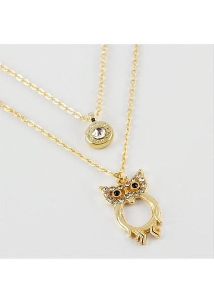 Baykuş Figürlü Yeni Sezon Ikili Kolye