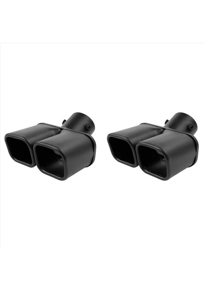 2x Giriş 63MM Çift Çıkış Araba Egzoz Ucu Paslanmaz Çelik Siyah Egzoz Ipuçları Susturucu Kuyruk Çift Boru Boru Ipuçları (Yurt Dışından)