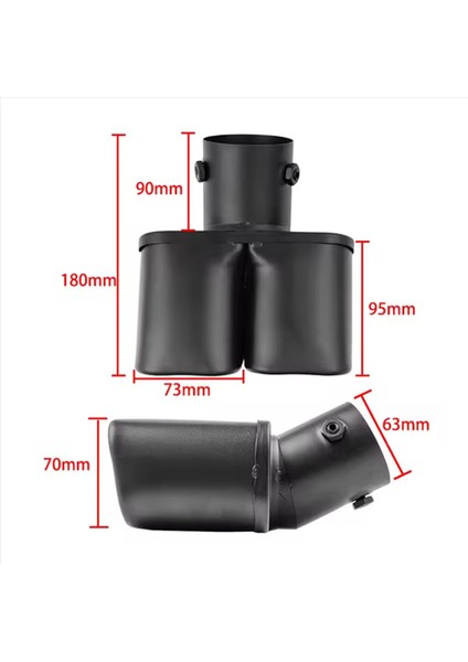 2x Giriş 63MM Çift Çıkış Araba Egzoz Ucu Paslanmaz Çelik Siyah Egzoz Ipuçları Susturucu Kuyruk Çift Boru Boru Ipuçları (Yurt Dışından) fiyatları
