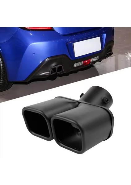 2x Giriş 63MM Çift Çıkış Araba Egzoz Ucu Paslanmaz Çelik Siyah Egzoz Ipuçları Susturucu Kuyruk Çift Boru Boru Ipuçları (Yurt Dışından) modelleri