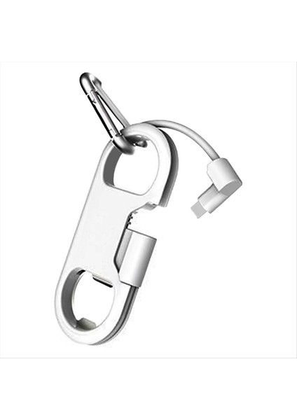Şarj Kablosu+Anahtarlık+Alüminyum Karaboral Taşınabilir Çok Faklam Anahtarlık USB Şarj Kablosu Kısa Kablo (Yurt Dışından)