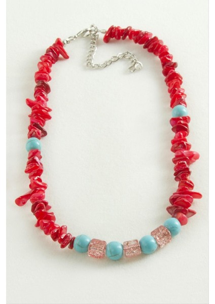 Mercan Necef Kırık Doğaltaş Kolye