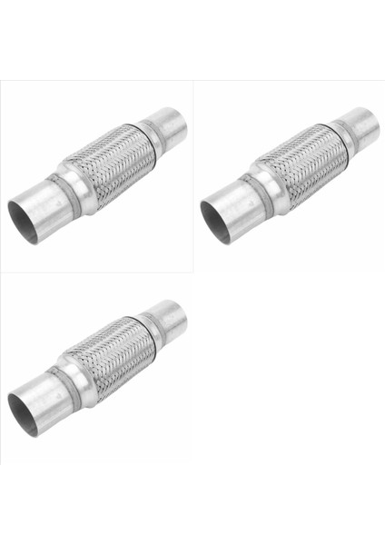 3x Esnek Egzoz Borusu Paslanmaz Çelik Çift Örgü 2 x 6 Inç Uçlu 10 Inç Uzun Araba Egzoz Esnek Bağlantı Borusu (Yurt Dışından)