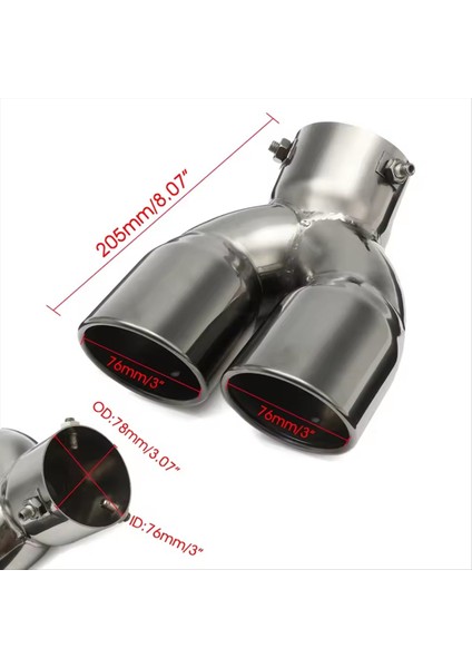 Evrensel 76MM Paslanmaz Çelik Araç Egzoz Muffler Uç Y Yap Tipi Çift Oldu Aracı Kayak Kromu Yuvarlak Egzoz Borusu (Yurt Dışından) fırsatları