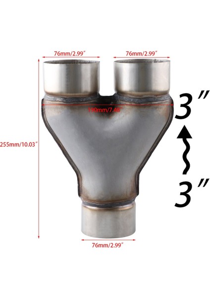 Çift Egzoz Ipuçları Araba Egzoz Y Borusu Çift Çıkışlı Susturucu Ucu 409 Paslanmaz Çelik 3 Yollu Boru Araba Kuyruk 51 63 76 mm A3 (Yurt Dışından) indirimleri