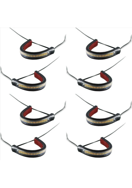 8x Esnek Switchback Çift Renkli Beyaz ve Amber Motosiklet LED Çatal Dönüş Sinyali Drl Gündüz Çalışan Işık Su Geçirmez (Yurt Dışından)