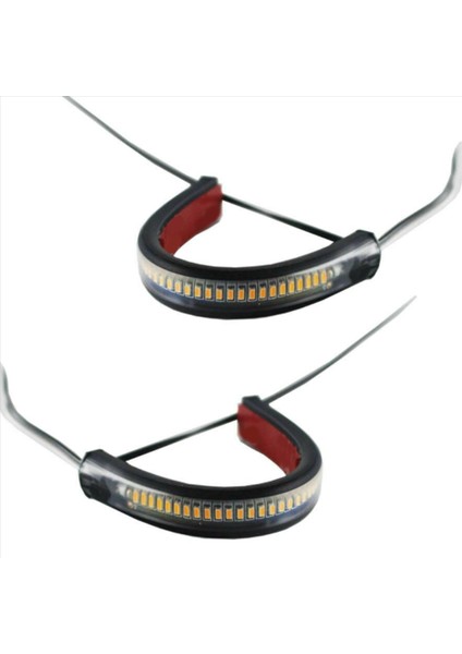 8x Esnek Switchback Çift Renkli Beyaz ve Amber Motosiklet LED Çatal Dönüş Sinyali Drl Gündüz Çalışan Işık Su Geçirmez (Yurt Dışından) fiyatları