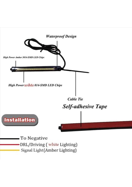 8x Esnek Switchback Çift Renkli Beyaz ve Amber Motosiklet LED Çatal Dönüş Sinyali Drl Gündüz Çalışan Işık Su Geçirmez (Yurt Dışından) fırsatları