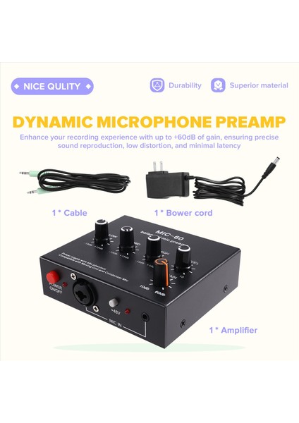 Mikrofon Preamp 3-Bantlı Ekolayzer Dengeli Xlr Arayüzü 60DB Kazanç Mikrofonu Dinamik ve Kondansatör Mikrofonu Için Pre Amp Abd Fişi B (Yurt Dışından) indirimleri