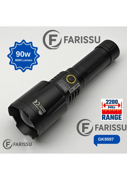 Gold Kama GK9597 90W Profesyonel Avcı Feneri - 2200M Menzil & Powerbank Çıkışlı
