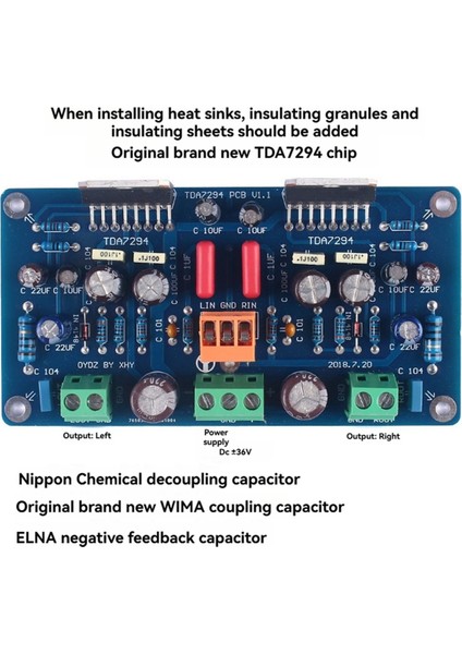 TDA7294 Sadakat Güç Amplifikatörü Kartı 70W Çift Kanallı Stereo Ses Amplifikatörü Düşük Gürültü Düşük Bozulma (Yurt Dışından) fiyatları