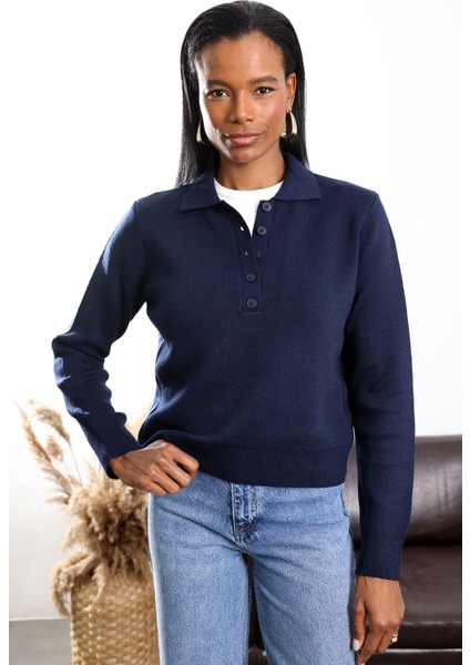 Lacivert Polo Yaka Basic Triko 251108 fırsatları