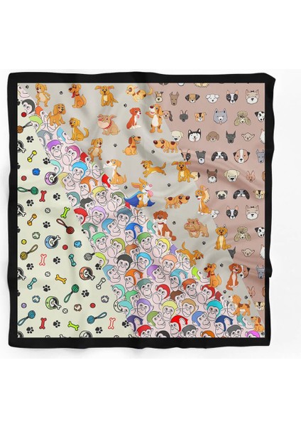 D4 Dog Monkey Desenli Krem Kırmızı Köpek Bandanası DG5575 45X45 fiyatları