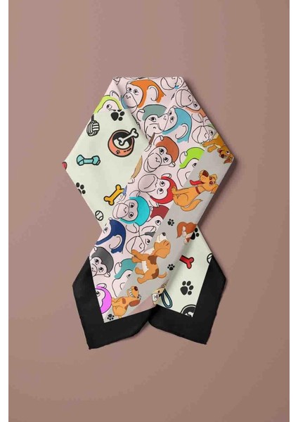 D4 Dog Monkey Desenli Krem Kırmızı Köpek Bandanası DG5575 45X45 fırsatları