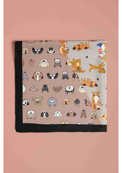 D4 Dog Monkey Desenli Krem Kırmızı Köpek Bandanası DG5575 45X45 indirimleri