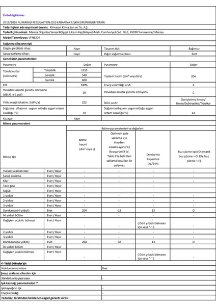 VFN6204 6 Çekmeceli No-Frost Dikey Dondurucu fırsatları