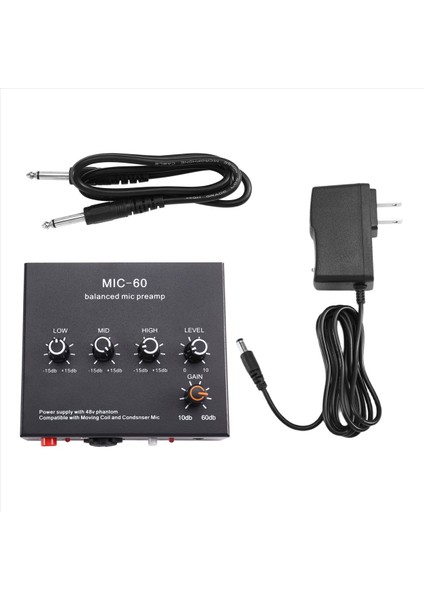 Mikrofon Preamp 3-Bantlı Ekolayzer Dengeli Xlr Arayüzü 60DB Kazanç Mikrofon Ön Amp Dinamik ve Kondenser Mikrofon Abd Fişi A (Yurt Dışından)