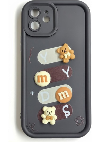 Iphone 11 Uyumlu Kılıf Siyah Renk Ayıcık Figürlü 3D Kamera Korumalı Darbe Emici Yumuşak Silikon Kapak modelleri