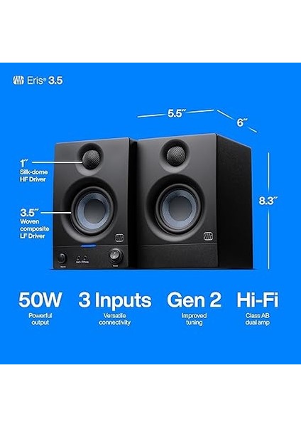 Eris 3.5 (2. Nesil) | 3.5" Medya Referans Monitör, 50 Watt indirimleri