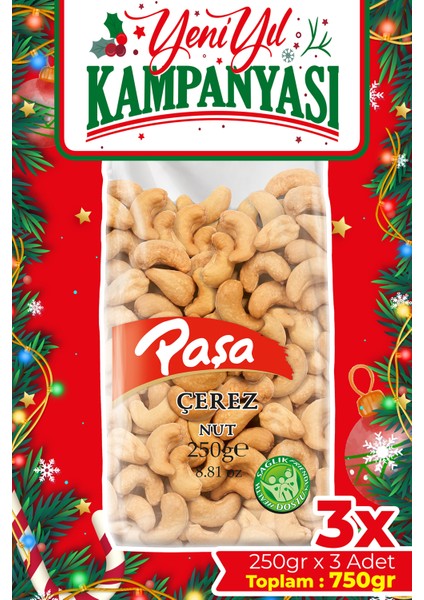 Kavrulmuş Kaju 750 gr (250 gr x 3 Adet) – (Tuzlu Kaju Fıstığı)