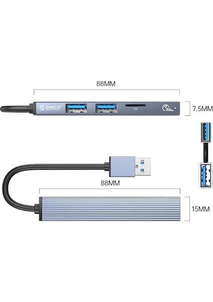 Hub Usb-A 5gbps 3*usb-A, Microsd, Alüminyum modelleri