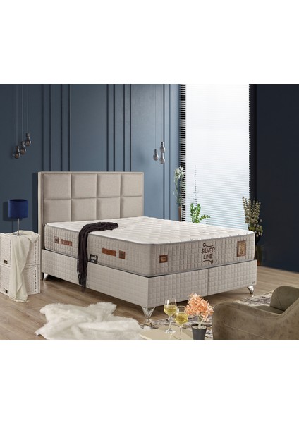 Sılver Lıne Set Çift Kişilik Yatak Seti 140 x 190 Başlık + Sandıklı Baza+ Ortopedik Yatak fırsatları