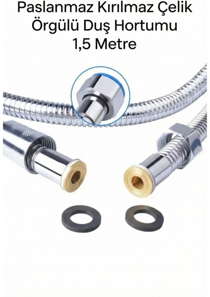 Paslanmaz Kırılmaz Çelik Örgülü Duş Hortumu 1,5 Metre fırsatları