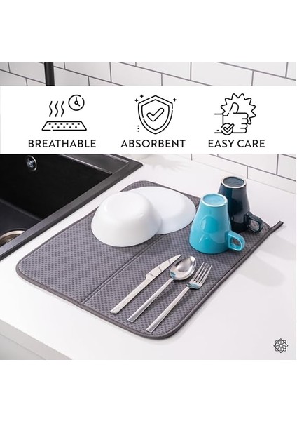 Mutfak Tezgahı Için Bulaşık Kurutma Paspasları, Çeşitli Amaçlar Için Süper Emici Mikrofiber Bulaşık Süzgeci, Şık ve Etkili, Hızlı Kuruyan Bulaşık Matı, 43 cm x 35 Cm, Anhracite modelleri