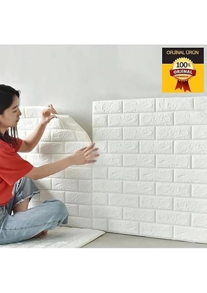 Home 70X77 cm Beyaz 0,54M² 3D Dekoratif Kendinden Yapışkanlı Esnek Duvar Kağıdı Kaplama Paneli Köpük modelleri