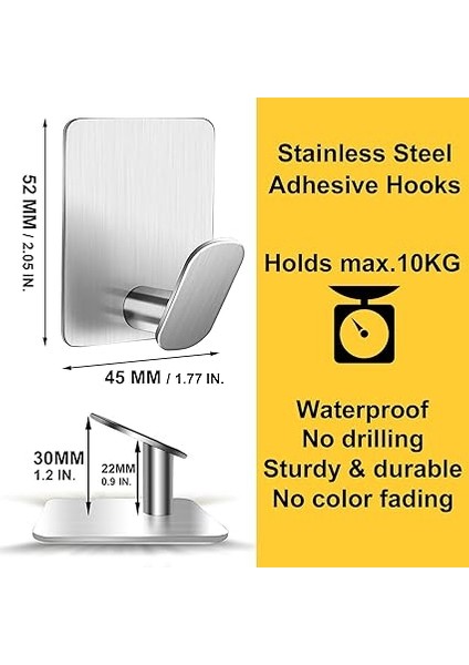 Delme Gerektirmeyen Havlu Askısı 6 Adet Kendinden Yapışkanlı Paslanmaz Çelik Havlu Askısı Yapışkan Kancası Elbise Askısı Duvar Askısı Kapı Kancası Mutfak ve Banyo Için Gümüş modelleri