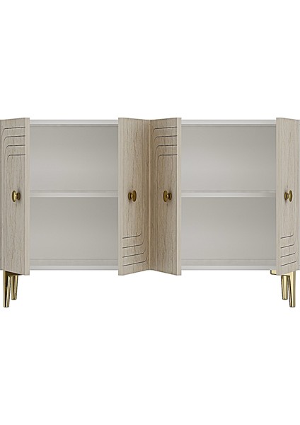 KA1209BT - Lessi Konsol, Kahve Köşesi ve Tv Sehpası 120 cm Beyaz - Traverten