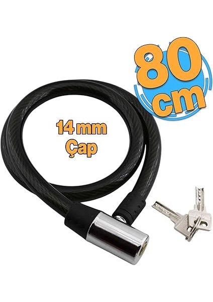 Kilidi 80 cm Halat Zincir Kilit Motosiklet Çelik Kilit Çap 14 Ø Hırsız Önleme Güvenlik indirimleri