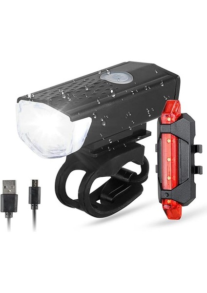 Şarjlı Bisiklet Ön-Arka Far Stop Lambası Seti